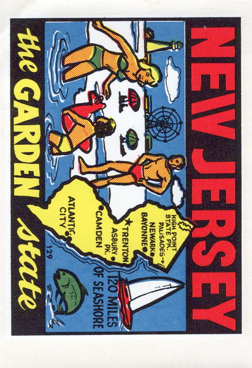 (image for) New Jersey (8) The Garden State Map Vintage Vacation Sticker